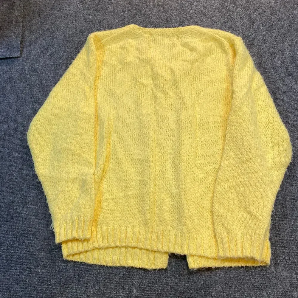 Vintage Appleseeds Womens XL Hand Loomed Yellow Acrylic Granny Cardigan Sweater - Picture 5 of 7